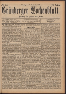 Grünberger Wochenblatt: Zeitung für Stadt und Land, No. 116. (28. September 1897)