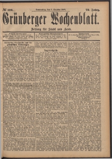 Gr&uuml;nberger Wochenblatt: Zeitung f&uuml;r Stadt und Land, No. 120. (7. October 1897)