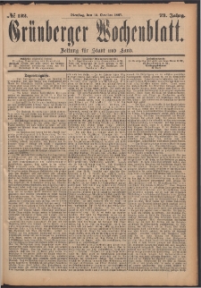 Gr&uuml;nberger Wochenblatt: Zeitung f&uuml;r Stadt und Land, No. 122. (12. October 1897)