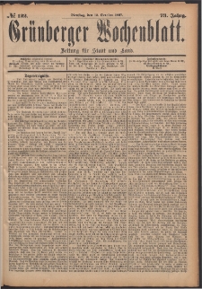 Grünberger Wochenblatt: Zeitung für Stadt und Land, No. 122. (12. October 1897)