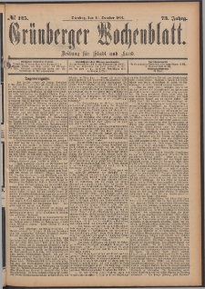 Grünberger Wochenblatt: Zeitung für Stadt und Land, No. 125. (19. October 1897)