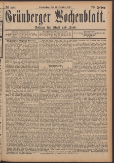 Gr&uuml;nberger Wochenblatt: Zeitung f&uuml;r Stadt und Land, No. 126. (21. October 1897)