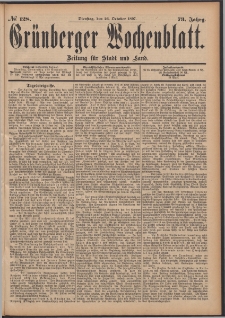 Gr&uuml;nberger Wochenblatt: Zeitung f&uuml;r Stadt und Land, No. 128. (26. October 1897)