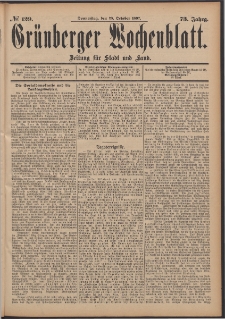Gr&uuml;nberger Wochenblatt: Zeitung f&uuml;r Stadt und Land, No. 129. (28. October 1897)