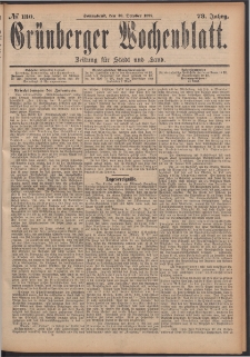 Gr&uuml;nberger Wochenblatt: Zeitung f&uuml;r Stadt und Land, No. 130. (30. October 1897)