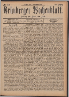Gr&uuml;nberger Wochenblatt: Zeitung f&uuml;r Stadt und Land, No. 134. (9. November 1897)