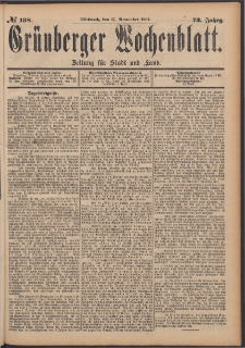 Grünberger Wochenblatt: Zeitung für Stadt und Land, No. 138. (17. November 1897)