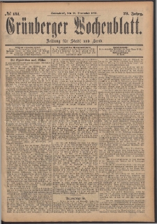 Gr&uuml;nberger Wochenblatt: Zeitung f&uuml;r Stadt und Land, No. 151. (18. December 1897)