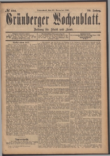 Gr&uuml;nberger Wochenblatt: Zeitung f&uuml;r Stadt und Land, No. 154. (25. December 1897)