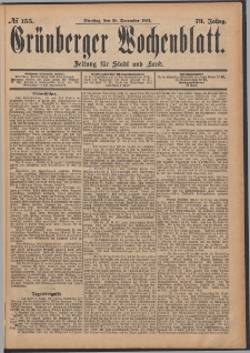 Gr&uuml;nberger Wochenblatt: Zeitung f&uuml;r Stadt und Land, No. 155. (28. December 1897)