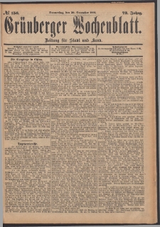 Gr&uuml;nberger Wochenblatt: Zeitung f&uuml;r Stadt und Land, No. 156. (30. December 1897)