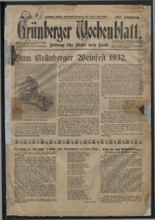 Grünberger Wochenblatt: Zeitung für Stadt und Land, No. 141. (18/19. Juni 1932)