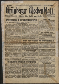 Gr&uuml;nberger Wochenblatt: Zeitung f&uuml;r Stadt und Land, No. 147. (25/26. Juni 1932)
