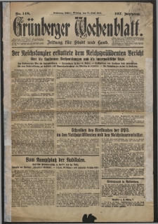 Gr&uuml;nberger Wochenblatt: Zeitung f&uuml;r Stadt und Land, No. 148. (27. Juni 1932)