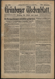 Gr&uuml;nberger Wochenblatt: Zeitung f&uuml;r Stadt und Land, No. 190. (15. August 1932)