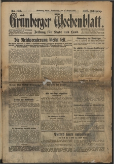 Grünberger Wochenblatt: Zeitung für Stadt und Land, No. 193. (18. August 1932)