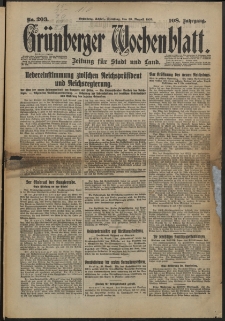 Grünberger Wochenblatt: Zeitung für Stadt und Land, No. 203. (30. August 1932)