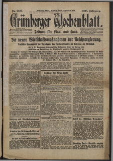 Gr&uuml;nberger Wochenblatt: Zeitung f&uuml;r Stadt und Land, No. 209. (6. September 1932)