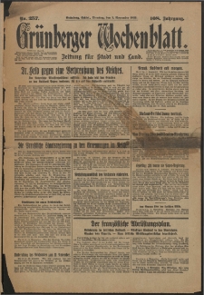 Grünberger Wochenblatt: Zeitung für Stadt und Land, No. 257. (1. November 1932)
