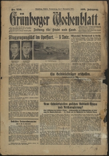 Grünberger Wochenblatt: Zeitung für Stadt und Land, No. 259. (3. November 1932)
