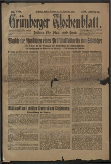 Gr&uuml;nberger Wochenblatt: Zeitung f&uuml;r Stadt und Land, No. 279. (28. November 1932)