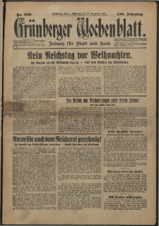 Gr&uuml;nberger Wochenblatt: Zeitung f&uuml;r Stadt und Land, No. 299. (21. Dezember 1932)