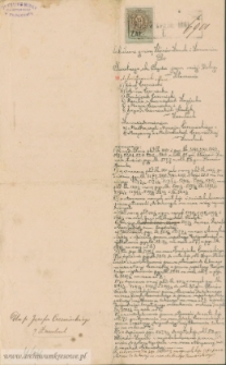 Józef Czerniecki - sądowy dokument hipoteczny do aktu darowizny z 1894 i aktu kupna sprzedaży z 1895