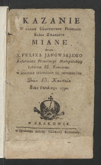 Kazanie W czasie Uroczystego Pogrzebu Kości Zmarłych
