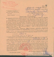 Franciszek Czerniecki - Wezwanie płatnicze do uiszczenia zaliczki na podatek gruntowy za rok 1951 płatnej w zbożu i w gotówce