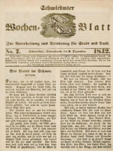 Schwiebuser Wochen=Blatt, No. 7 (Sonnabend; den 3. Dezember)