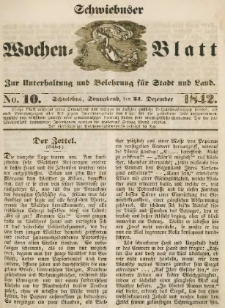 Schwiebuser Wochen=Blatt, No. 10 (Sonnabend; den 24. Dezember)