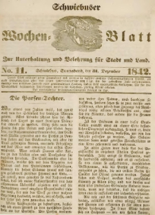 Schwiebuser Wochen=Blatt, No. 11 (Sonnabend; den 31. Dezember)