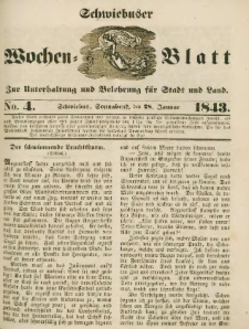 Schwiebuser Wochen=Blatt, No. 4 (Sonnabend; den 28. Januar)