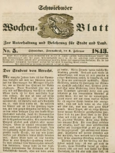 Schwiebuser Wochen=Blatt, No. 5 (Sonnabend; den 4. Februar)