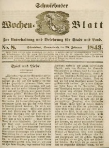 Schwiebuser Wochen=Blatt, No. 8 (Sonnabend; den 25. Februar)