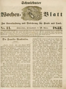 Schwiebuser Wochen=Blatt, No. 11 (Sonnabend; den 18. M&auml;rz)