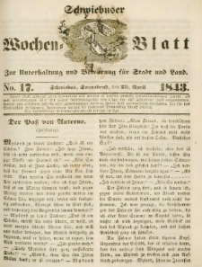 Schwiebuser Wochen=Blatt, No. 17 (Sonnabend; den 29. April)