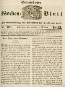 Schwiebuser Wochen=Blatt, No. 19 (Sonnabend; den 13. Mai)
