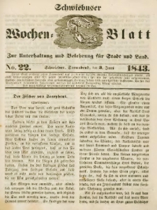 Schwiebuser Wochen=Blatt, No. 22 (Sonnabend; den 3. Juni)