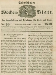 Schwiebuser Wochen=Blatt, No. 30 (Sonnabend; den 29. Juli)