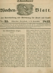 Schwiebuser Wochen=Blatt, No. 35 (Sonnabend; den 2. September)