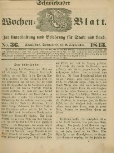 Schwiebuser Wochen=Blatt, No. 36 (Sonnabend; den 9. September)