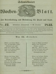 Schwiebuser Wochen=Blatt, No. 42 (Sonnabend; den 21. October)