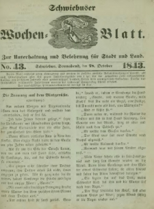 Schwiebuser Wochen=Blatt, No. 43 (Sonnabend; den 28. October)