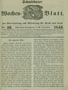 Schwiebuser Wochen=Blatt, No. 46 (Sonnabend; den 18. November)