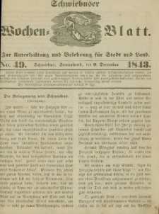 Schwiebuser Wochen=Blatt, No. 49 (Sonnabend; den 9. December)