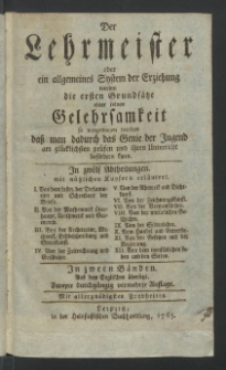 Lehrmeister oder ein allgemeines System der Erziehung