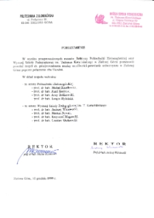 Porozumienie rektorów Politechniki Zielonogórskiej i Wyższej Szkoły Pedagogicznej im. Tadeusza Kotarbińskiego w sprawie powołania zespołu ds. przeprowadzenia analizy możliwości powołania uniwersytetu w Zielonej Górze poprzez połączenie obu Uczelni