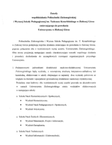 Zasady współdziałania Politechniki Zielonogórskiej i Wyższej Szkoły Pedagogicznej i. Tadeusza Kotarbińskiego zmierzające do powołania Uniwersytetu w Zielonej Górze