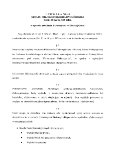 Uchwała nr 40 Senatu Politechniki Zielonogórskiej z dnia 22 marca 2000 r. w sprawie powołania Uniwersytetu w Zielonej Górze